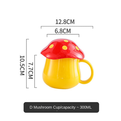 Creative Mushroom Ceramic Cup with lid  Ceramic Mug Coffee