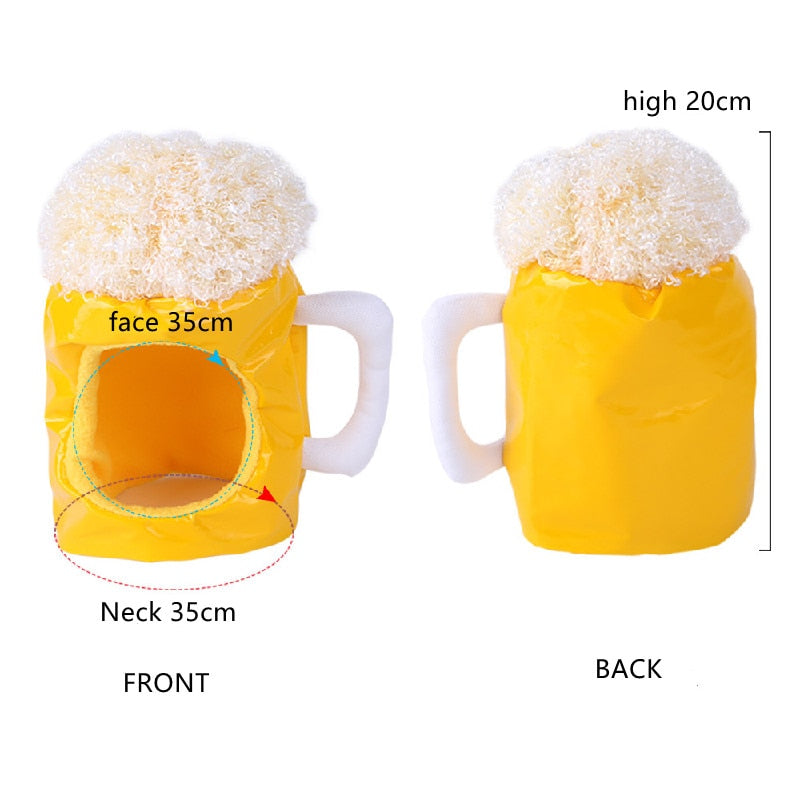 Dog Cat Cute Novelty Beer Mug Hat Headwear Funny Beer Champagne Costume Hat Soft Headgear PU Material for Xmas Birthday Party
