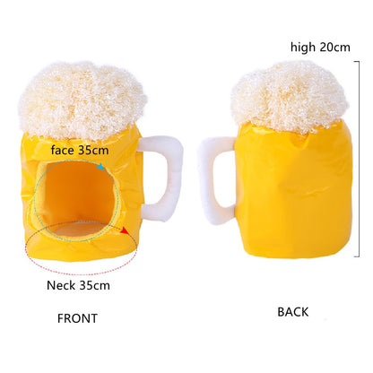 Dog Cat Cute Novelty Beer Mug Hat Headwear Funny Beer Champagne Costume Hat Soft Headgear PU Material for Xmas Birthday Party