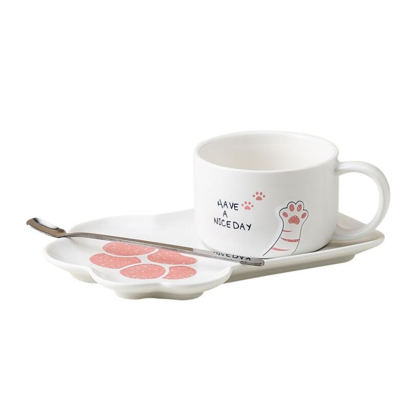Cute Cat Ceramics Coffee Mug Set With Tray