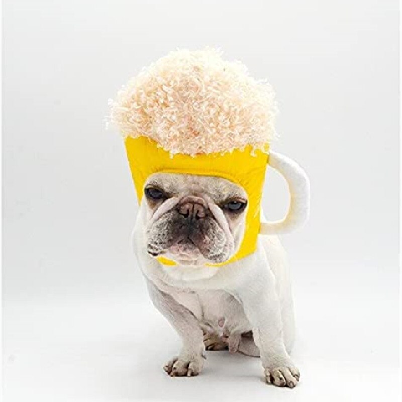 Dog Cat Cute Novelty Beer Mug Hat Headwear Funny Beer Champagne Costume Hat Soft Headgear PU Material for Xmas Birthday Party